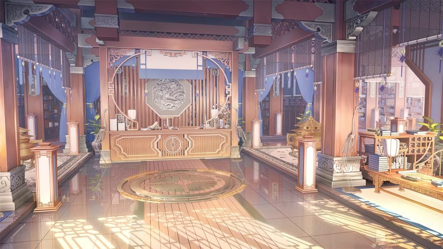 The Pavilion of Celestial Secrets interior, daylight through tall openings.