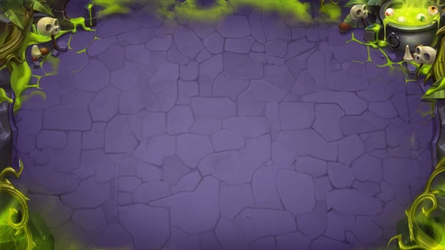 Violet stone board background framed by swamp props.