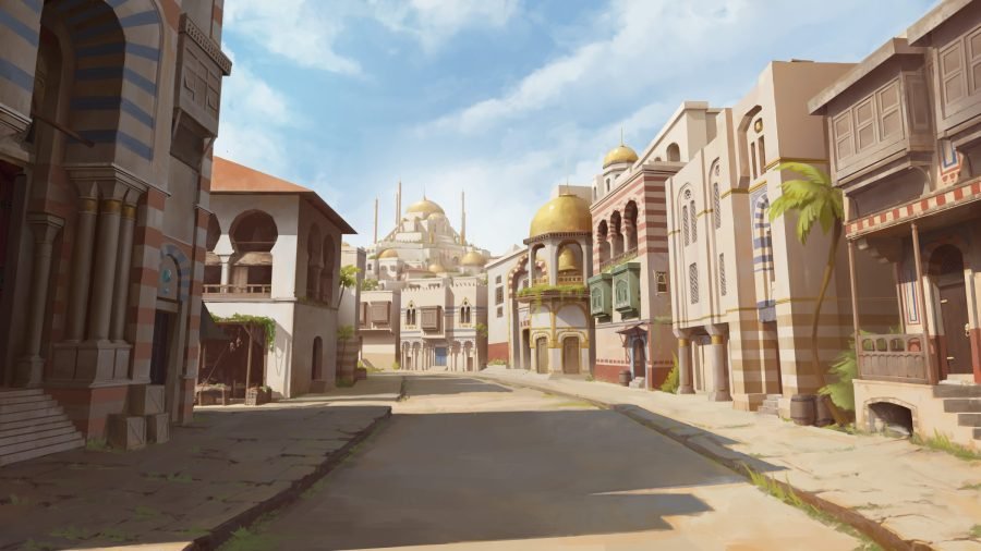 Western frontier street with clapboard storefronts.