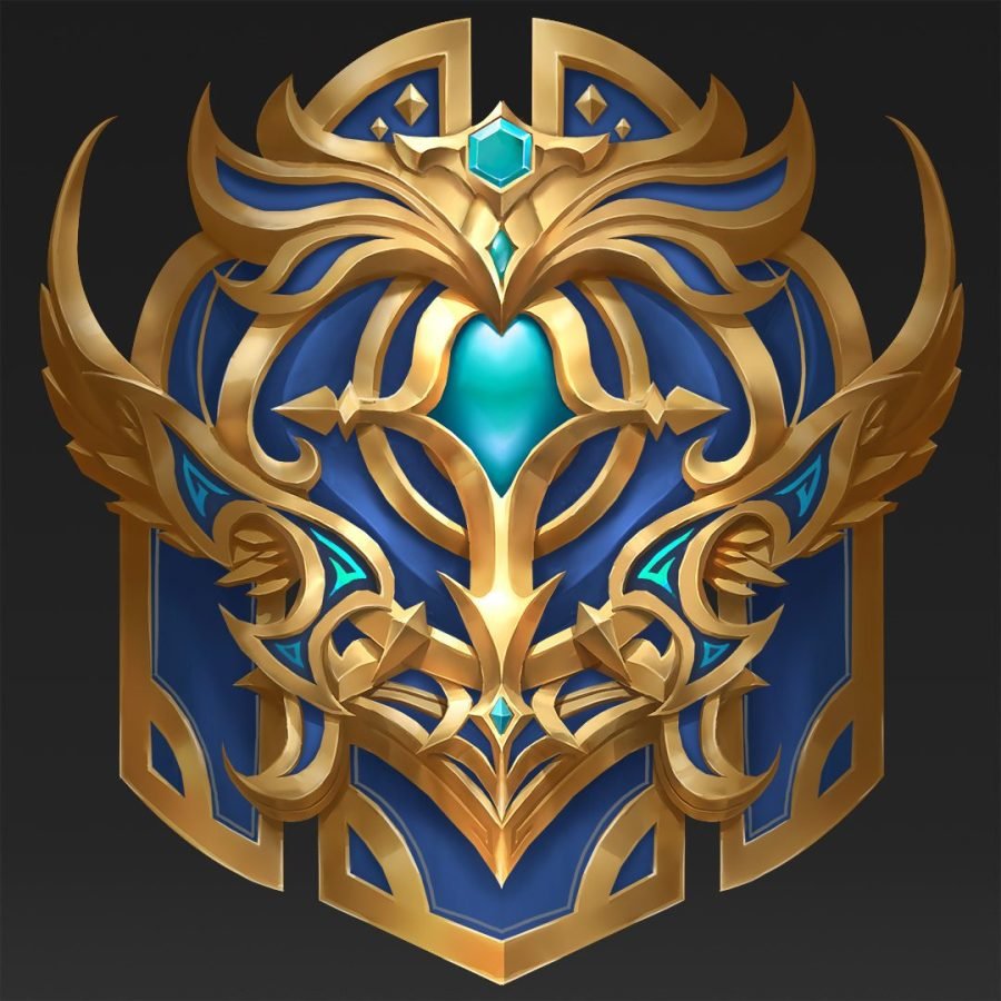 Gold rank emblem icon with a teal gem at its centre.