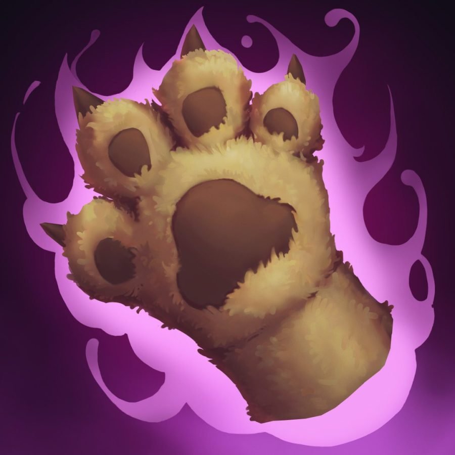 Beast paw glove icon glowing pink.