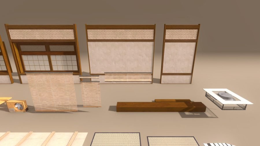 4K engine render of the modular Japanese room from the doorway.